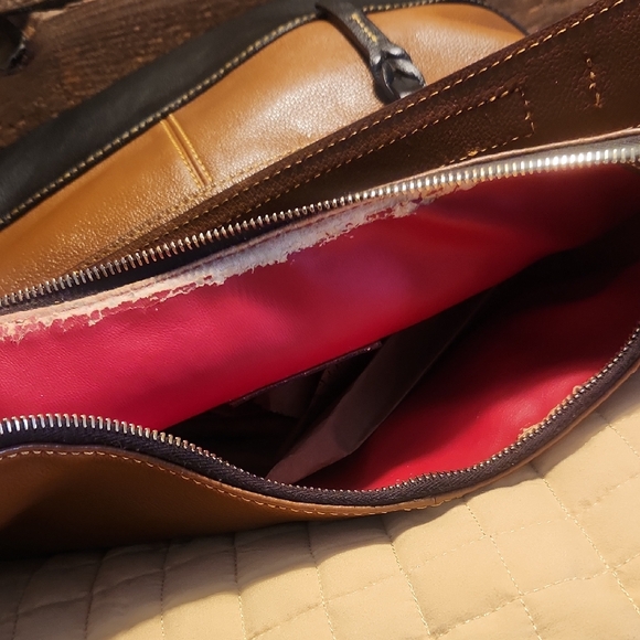 Dooney & Bourke Brown & Black Leather Hobo Bag Needs TLC - Picture 12 of 16